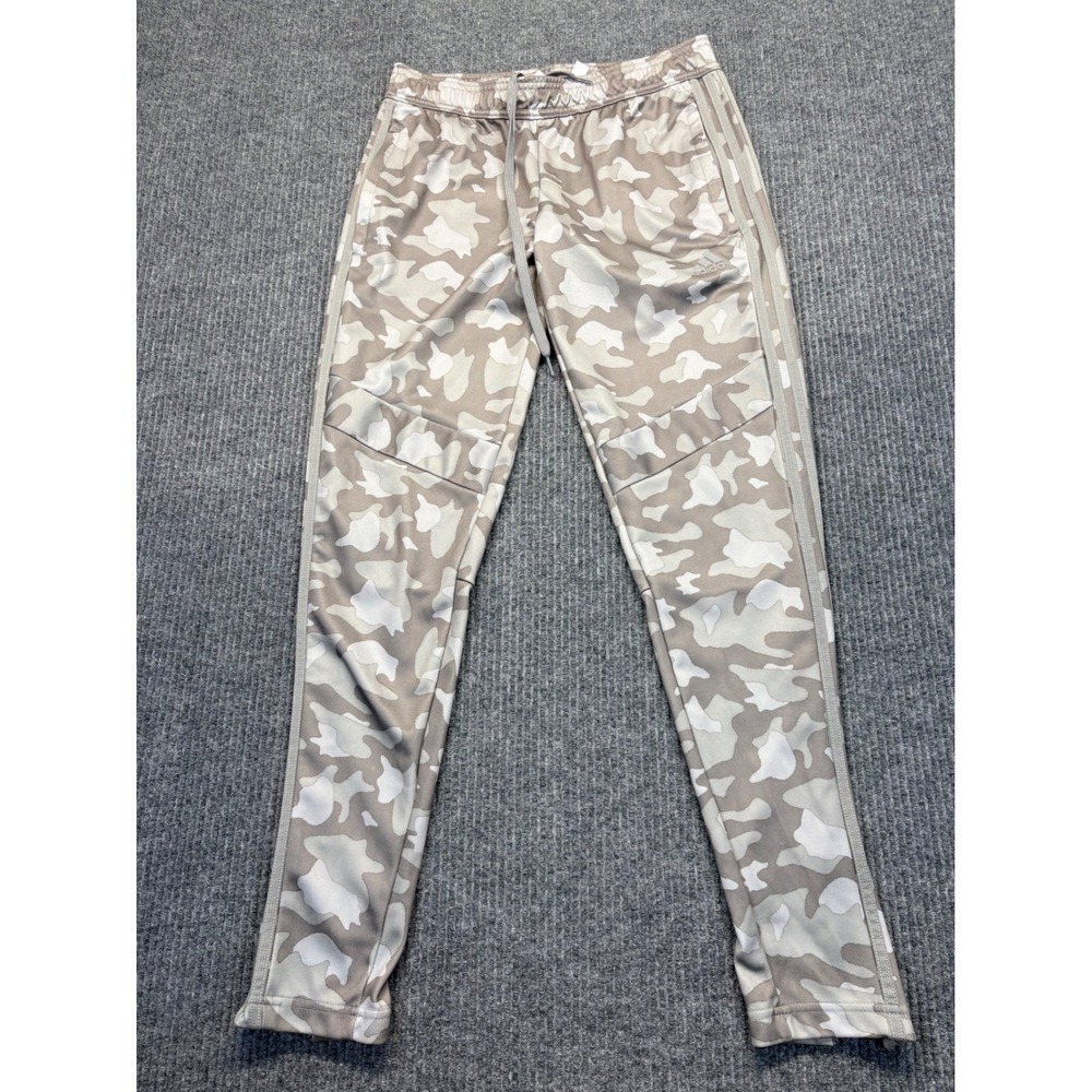 Adidas Aeroready Camo Track Pants Grey Beige Stripe Ankle Zip Joggers Small